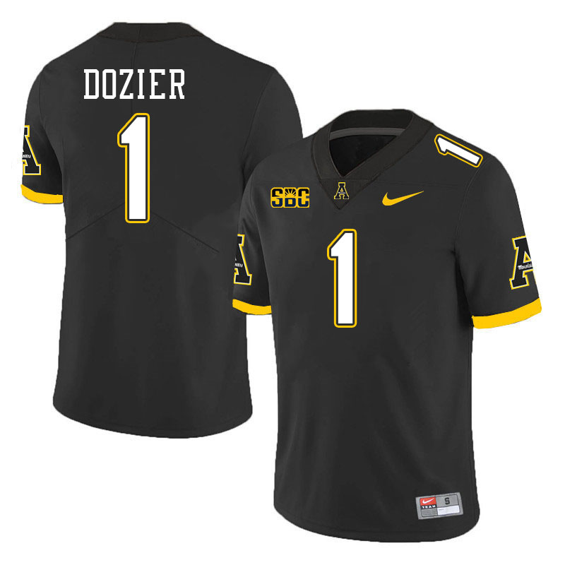 Appalachian State Mountaineers #1 Davion Dozier College Football Jerseys Stitched-Black